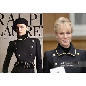 $2900 Ralph Lauren Collection Black Wool Double-Breast Clifton Coat Purple Label